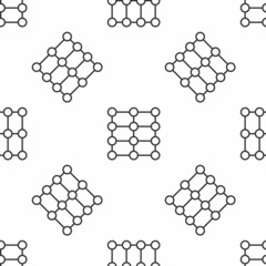 Grey line Neural network icon isolated seamless pattern on white background. Artificial intelligence AI. Vector