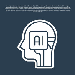 Blue line Humanoid robot icon isolated on blue background. Artificial intelligence, machine learning, cloud computing. Vector