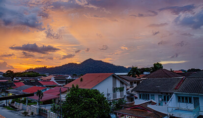 sunset over the city