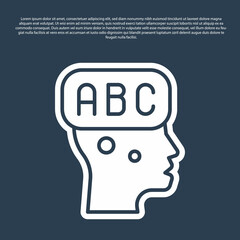 Blue line Learning foreign languages icon isolated on blue background. Vector