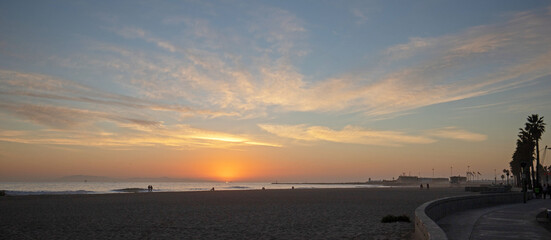 Sunset at Port Hueneme beach in Oxnard California United States