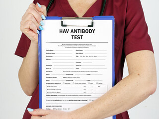  HAV ANTIBODY TEST phrase on the sheet.
