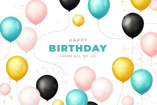 watercolor birthday background with colorful balloons vector design illustration
