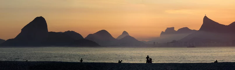 Fototapete Rio de Janeiro Panoramic view of Rio de Janeiro landscape in the sunset