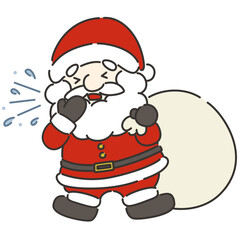 咳き込むサンタクロースのイラスト