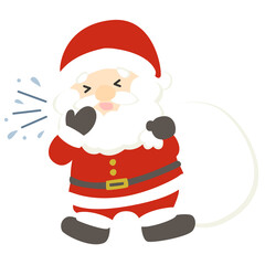 咳き込むサンタクロースのイラスト