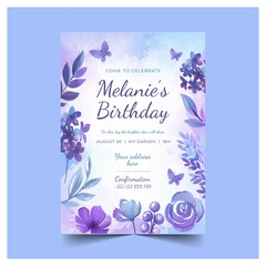 colourful floral birthday card template vector design illustration