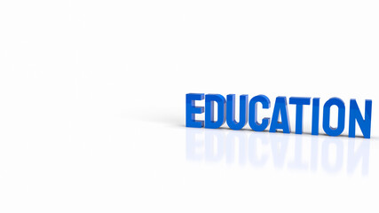 blue text on white background for education concept 3d rendering