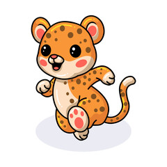 Cute happy baby leopard cartoon