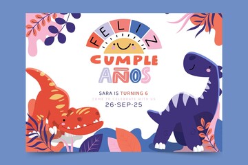 children s happy birthday card vector design illustration