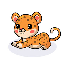 Cute baby leopard cartoon lying down © frescostudio