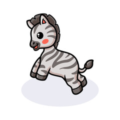 Cute baby zebra cartoon jumping