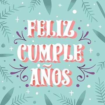 happy birthday lettering spanish vector design illustration