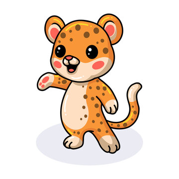 Cute baby leopard cartoon posing