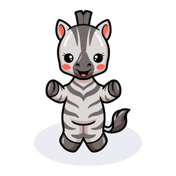 Cute baby zebra cartoon posing