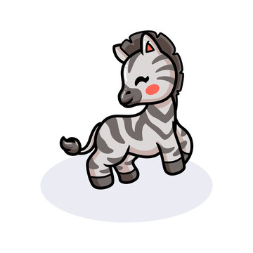 Cute happy baby zebra cartoon