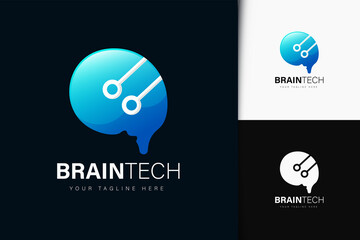 Brain tech logo design with gradient