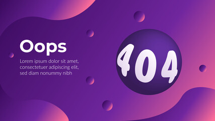 Vector abstract techno background, 404 error concept. Non-existent page. Error on the site. Design template for website, landing page.