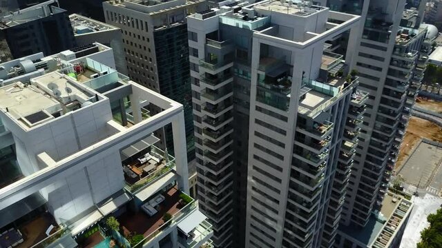Aerial view of Tel Aviv Jaffa center, Sarona market, Azrieli, Gush dan