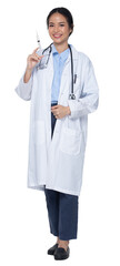 Fototapeta premium Profile Woman wear Doctor White uniform pants and shoes