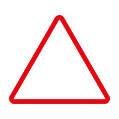 Red empty triangle icon. Geometry figure. Simple flat element. Technology concept. Vector illustration. Stock image.