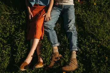 Couple Sitting in the Sunset Together