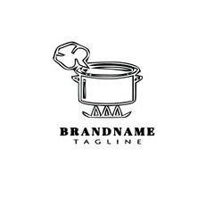 boiling water logo cartoon icon design template black isolated cute illustration