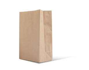 New open paper bag on white background