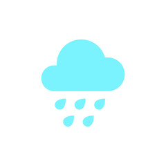 Rain cloud icon. Simple flat style. Drop water, cloudy symbol, raindrop, fall, spring, color, measure, nature, weather concept for web design. Vector illustration isolated on white background EPS 10