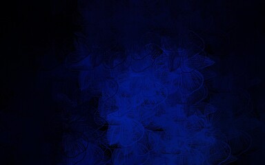 Dark BLUE vector doodle pattern with flowers.