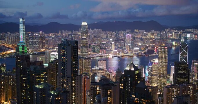 Hong Kong landmark at evening