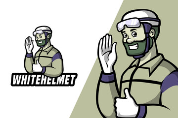 White Helmet - Mascot Logo Template