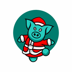 cute baby illustration wearing santa claus costume vector