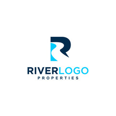 letter R river abstract logo design