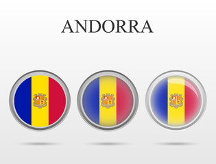 Flag of Andorra in the form of a circle