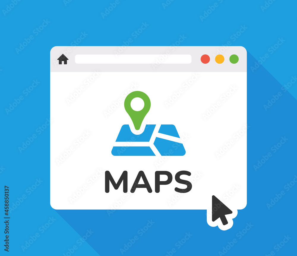 Poster Maps icon. Map pin on web browser icon vector illustration.