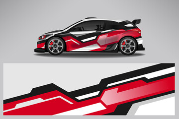 Obraz premium Wrap car vector design decal. Graphic abstract line racing background design for vehicle, race car, rally, adventure livery camouflage.