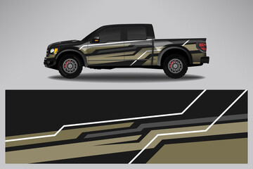 Fototapeta premium Wrap car vector design decal. Graphic abstract line racing background design for vehicle, race car, rally, adventure livery camouflage.