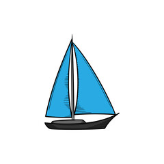 Sailboat hand drawn illustration icon design isolated