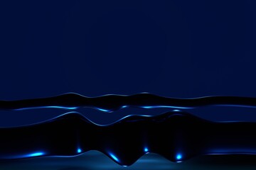 Glow blue light effect on dark blue background. 3D rendering.