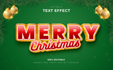 Merry christmas 3d editable text effects style on green background