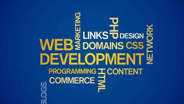 4k Web Development Animated Tag Word Cloud;Text Design Animation;Kinetic Typography.