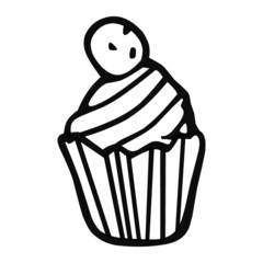 cup cake of food hand drawn illustration