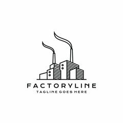 Line art Factory building logo design. Modern industrial logo design