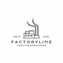 Line art Factory building logo design. Modern industrial logo design