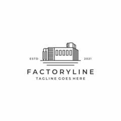 Line art Factory building logo design. Modern industrial logo design