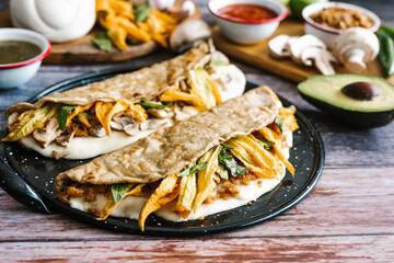 Mexican quesadilla as a delicious breakfast from the city of Puebla in Mexico