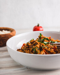 Linguisa and Tomato Risotto