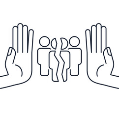 Combine into a group. Bring a fragmented society together. Vector linear icon isolated on white background.