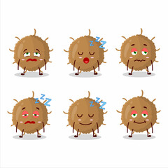 Cartoon character of beta coronavirus with sleepy expression